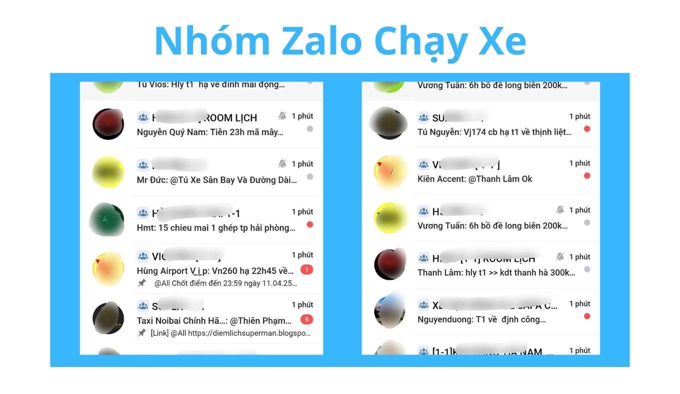 Nhóm Zalo chạy xe dịch vụ